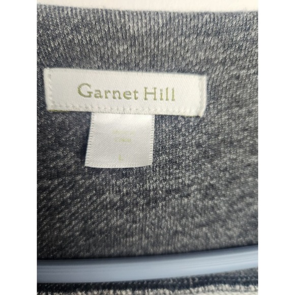Garnet Hill Womens Open Front Cardigan Sz L Gray 3/4Cuffed Sleeve Front Pockets - Picture 5 of 8